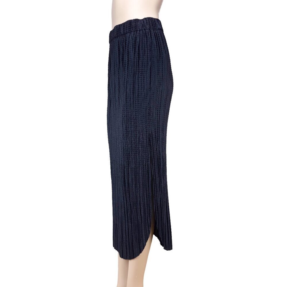 ANTHRO SABINA MUSAYE Odelle Pencil Sailor Chic‎ Textured Navy Blue Midi Skirt S